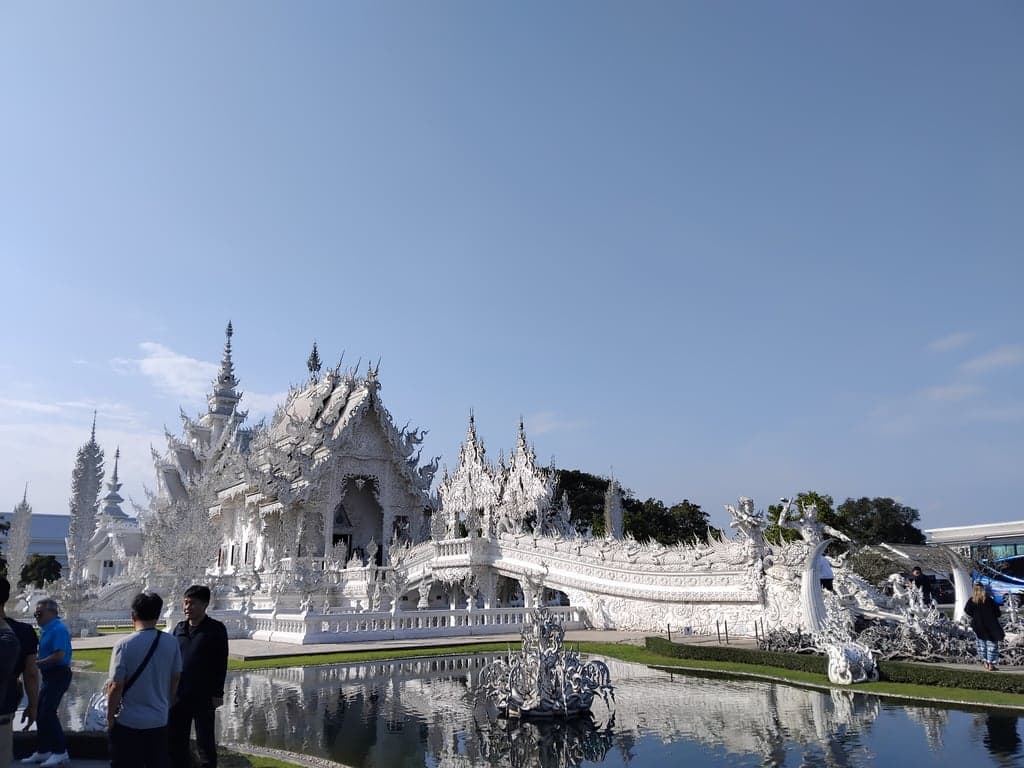 The beautiful and symbolic Wat Rong Khun (White Temple) in Chiang Rai.